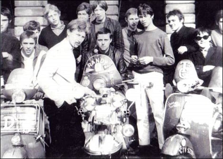 Mods on scooters in front of Council House Nottingham